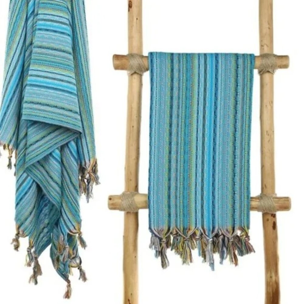 Sand Free Bohemian Turquoise 100% Turkish Cotton Beach Bath Towel - Citi…
